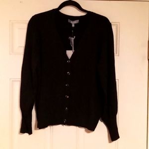 Marled cardigan, black unique puffy sleeve, xl, cute buttons. Chic.